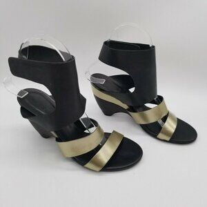 Vic Matie Women Black Silver Open Toe Leather Heel